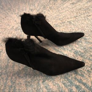 Narcisco Rodriguez Black Suede Fur-trimmed Boots Size 35.5 ($795)